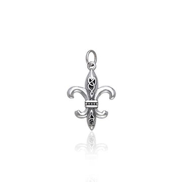 Fleur De Lis with Celtic Knot Silver Charm TCM031 - Jewelry